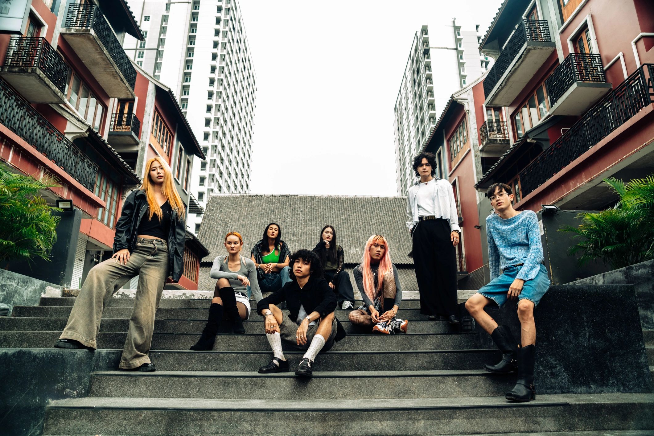 Diverse group in streetwear representing community and identity